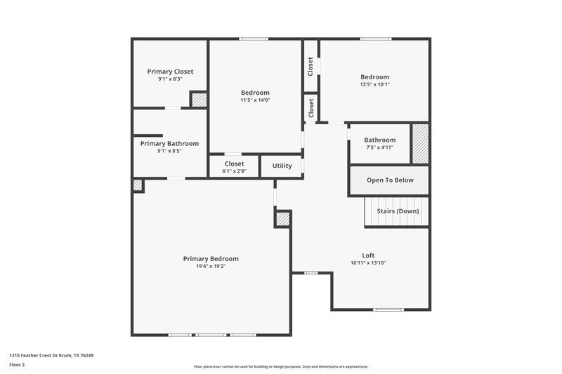 2,075/Mo, 1210 Feather Crest Dr Krum, TX 76249 Floor Plan View 2