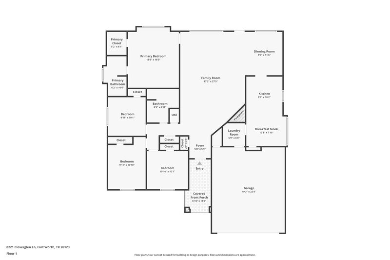 2,075/Mo, 8221 Cloverglen Ln Fort Worth, TX 76123 Floor Plan View