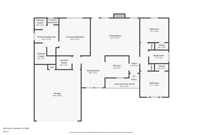 1,825/Mo, 804 Irene St Burleson, TX 76028 Floor Plan View