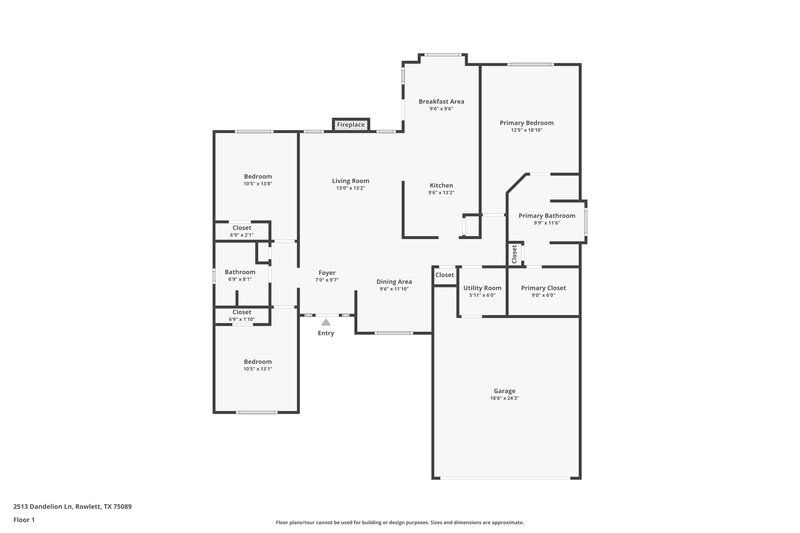 2,185/Mo, 2513 Dandelion Ln Rowlett, TX 75089 Floor Plan View