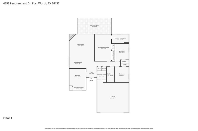 1,960/Mo, 4653 Feathercrest Dr Fort Worth, TX 76137 Floor Plan View
