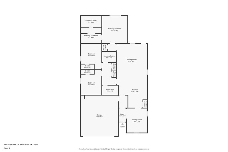 1,705/Mo, 341 Soap Tree Dr Princeton, TX 75407 Floor Plan View
