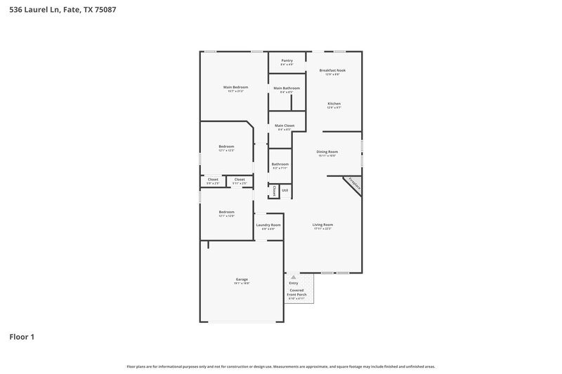 1,880/Mo, 536 Laurel Ln Fate, TX 75087 Floor Plan View