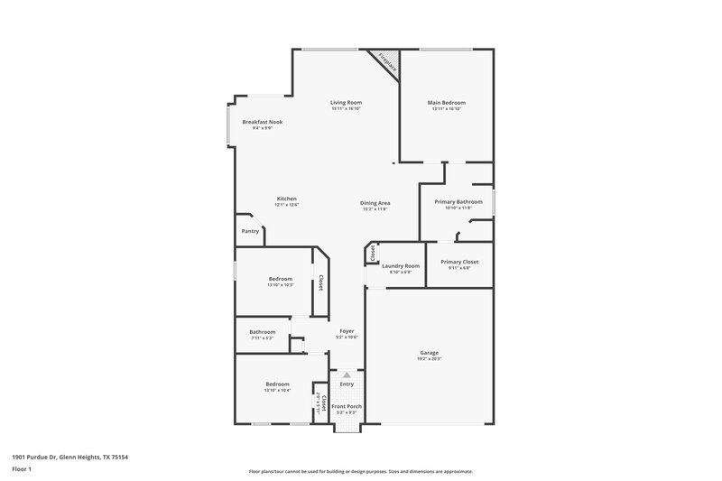 1,980/Mo, 1901 Purdue Dr Glenn Heights, TX 75154 Floor Plan View