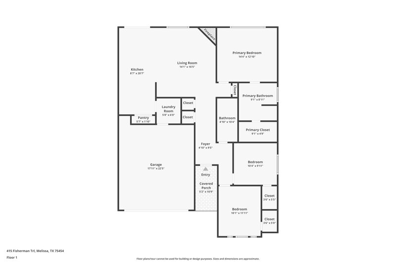 1,875/Mo, 415 Fisherman Trl Melissa, TX 75454 Floor Plan View