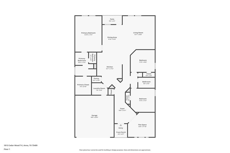 1,760/Mo, 1813 Cedar Wood Trl Anna, TX 75409 Floor Plan View