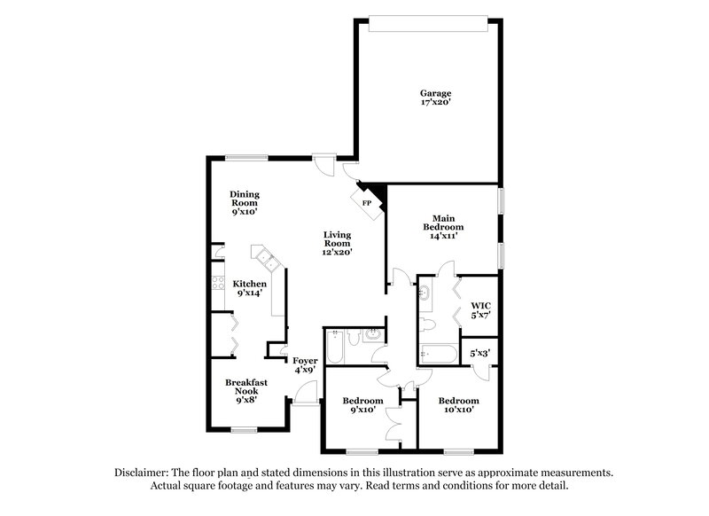 1,750/Mo, 2009 Creek Royal Dr Mesquite, TX 75181 Floor Plan View