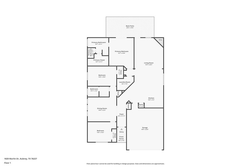 1,880/Mo, 1820 Marlin Dr Aubrey, TX 76227 Floor Plan View