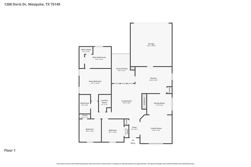 2,140/Mo, 1308 Doris Dr Mesquite, TX 75149 Floor Plan View