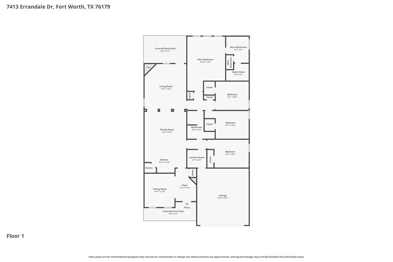 2,470/Mo, 7413 Errandale Dr Fort Worth, TX 76179 Floor Plan View