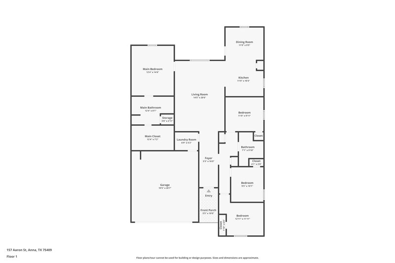 1,780/Mo, 157 Aaron St Anna, TX 75409 Floor Plan View
