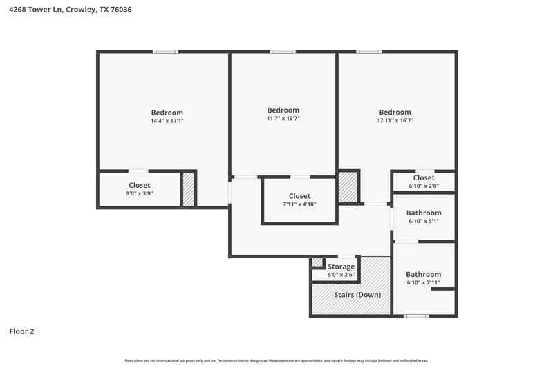 2,540/Mo, 4268 Tower Ln Crowley, TX 76036 Floor Plan View 2