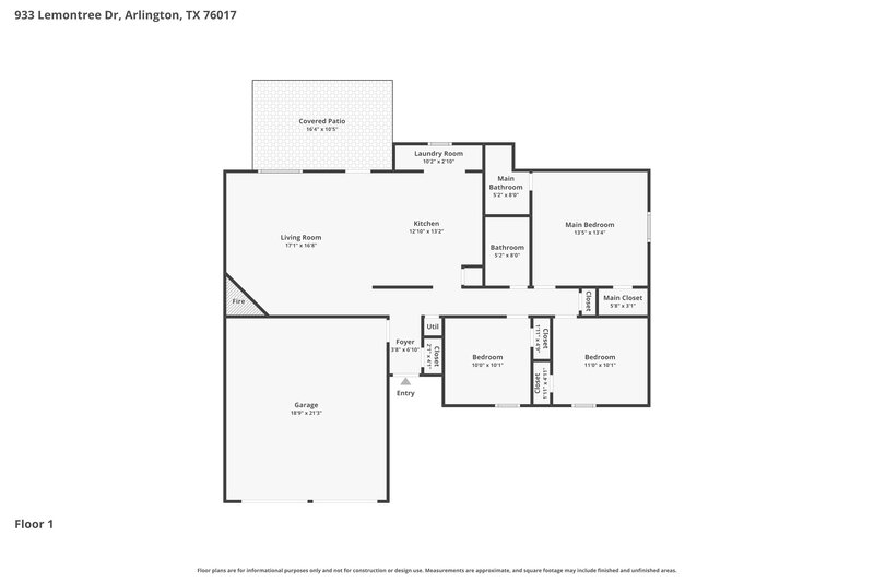 2,075/Mo, 933 Lemontree Dr Arlington, TX 76017 Floorplan View