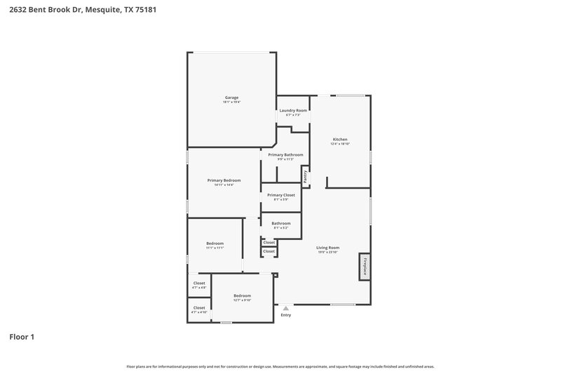 2,015/Mo, 2632 Bent Brook Dr Mesquite, TX 75181 Floor Plan View