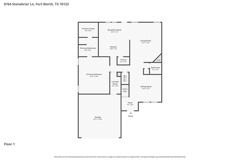 2,300/Mo, 8764 Stonebriar Ln Fort Worth, TX 76123 Floor Plan View