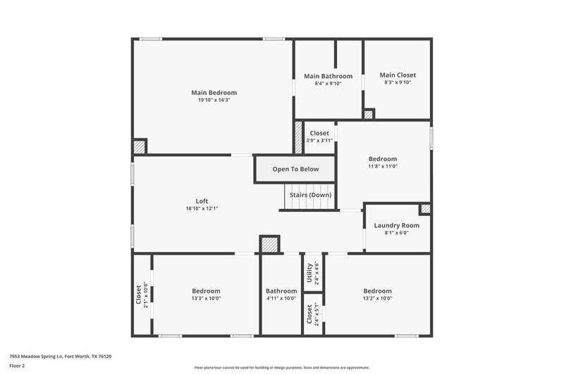 2,650/Mo, 7953 Meadow Spring Ln Fort Worth, TX 76120 Floor Plan View 2