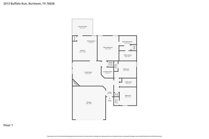 1,885/Mo, 2513 Buffalo Run Burleson, TX 76028 Floor Plan View
