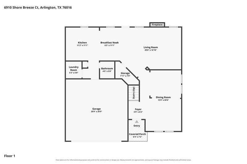 3,050/Mo, 6910 Shore Breeze Ct Arlington, TX 76016 Floorplan View