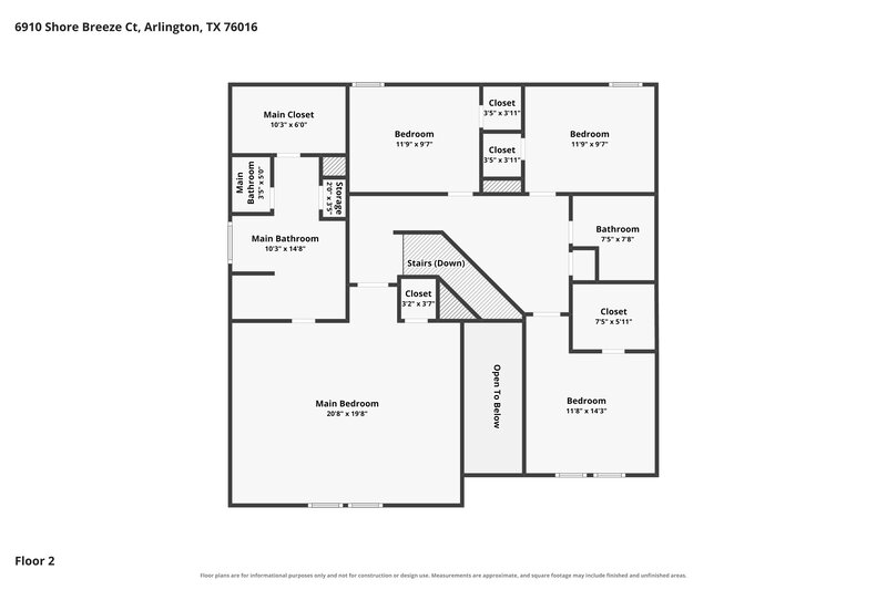 3,050/Mo, 6910 Shore Breeze Ct Arlington, TX 76016 Floorplan View 2