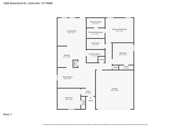 2,065/Mo, 1428 Waterford Dr Little Elm, TX 75068 Floor Plan View