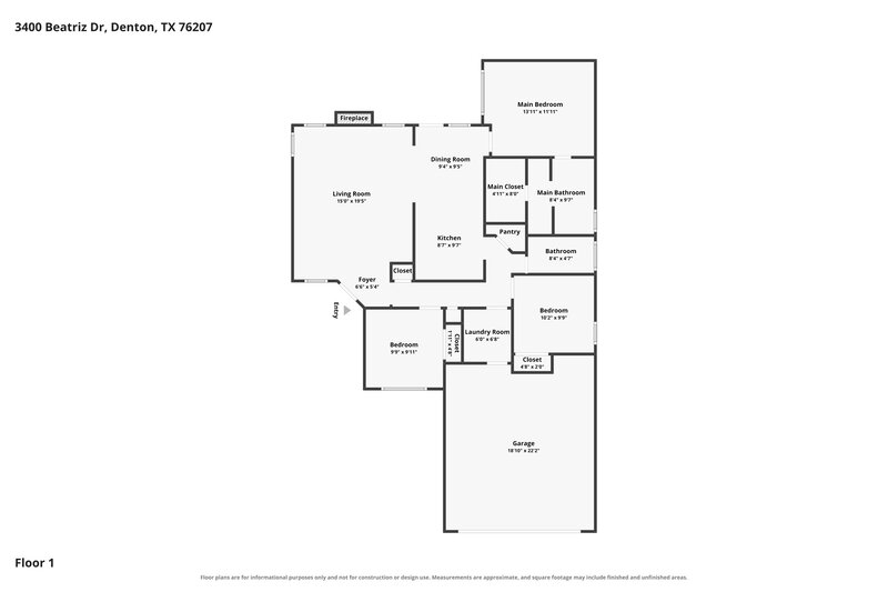 1,935/Mo, 3400 Beatriz Dr Denton, TX 76207 Floor Plan View