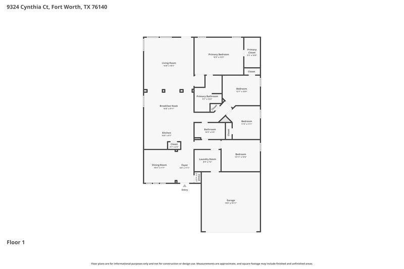 2,120/Mo, 9324 Cynthia Ct Fort Worth, TX 76140 Floor Plan View