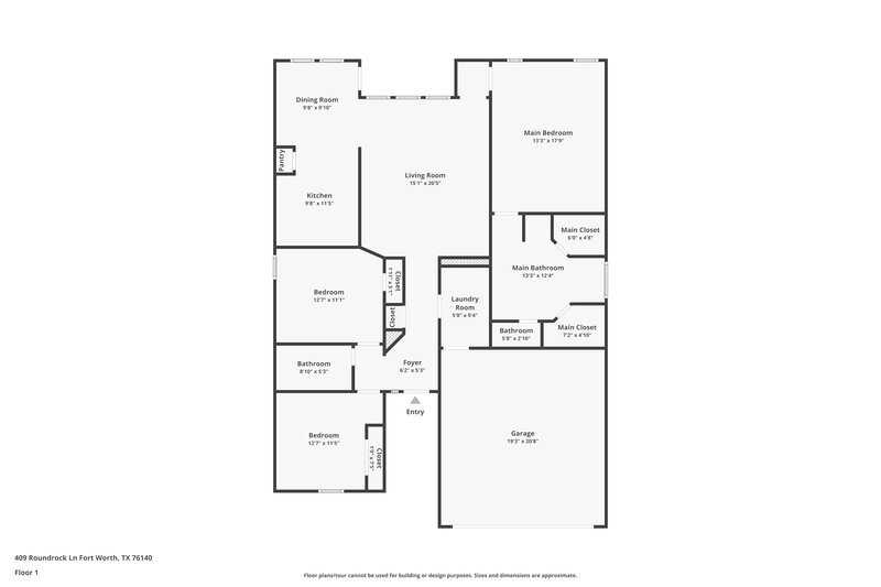 2,030/Mo, 409 Roundrock Ln Fort Worth, TX 76140 Floor Plan View