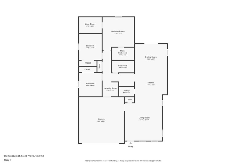 2,415/Mo, 802 Pangburn St Grand Prairie, TX 75051 Floor Plan View