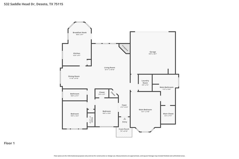 2,390/Mo, 532 Saddle Head Dr Desoto, TX 75115 Floor Plan View