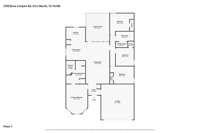 2,095/Mo, 2709 Brea Canyon Rd Fort Worth, TX 76108 Floor Plan View