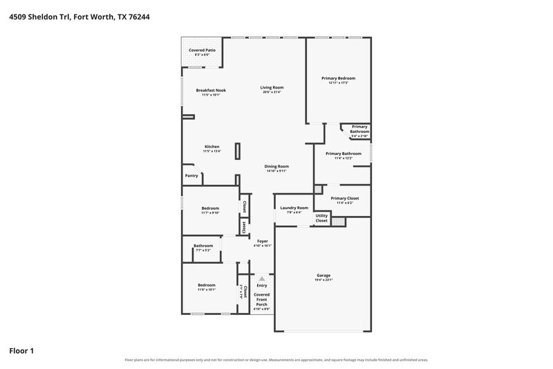 2,120/Mo, 4509 Sheldon Trl Fort Worth, TX 76244 Floor Plan View