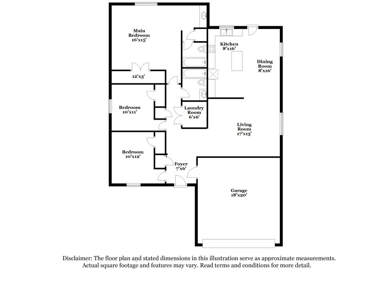 2,295/Mo, 1734 Avenue E Grand Prairie, TX 75051 Floor Plan View