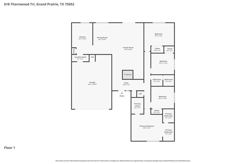 0/Mo, 618 Thornwood Trail Grand Prairie, TX 75052 Floor Plan View