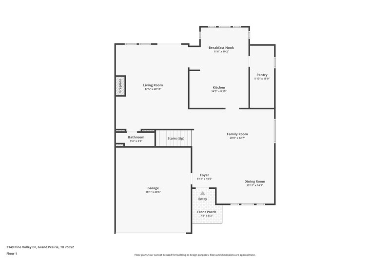 1,715/Mo, 3149 Pine Valley Dr Grand Prairie, TX 75052 Floor Plan View