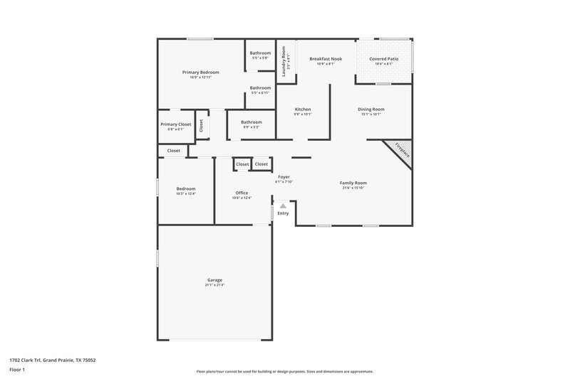 2,075/Mo, 1702 Clark Trail Grand Prairie, TX 75052 Floor Plan View