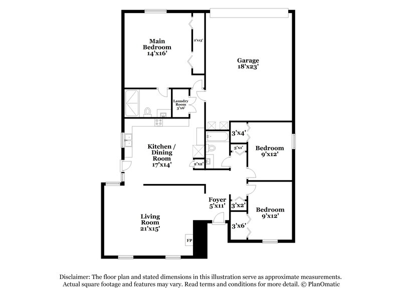 1,950/Mo, 1913 Sandra Ln Grand Prairie, TX 75052 Floorplan View