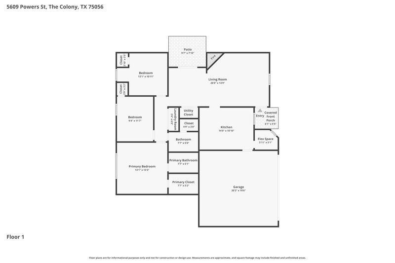 1,930/Mo, 5609 Powers St The Colony, TX 75056 Floorplan View