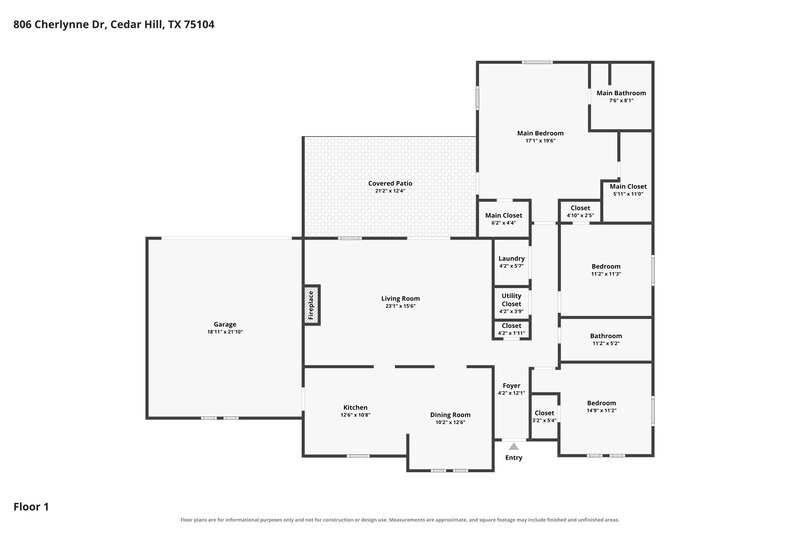 2,405/Mo, 806 Cherlynne Dr Cedar Hill, TX 75104 Floor Plan View