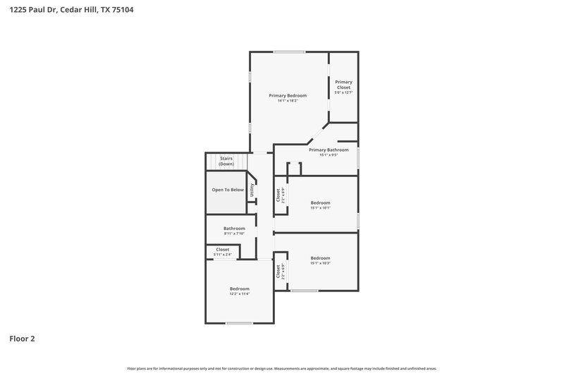 2,595/Mo, 1225 Paul Dr Cedar Hill, TX 75104 Floor Plan View 2