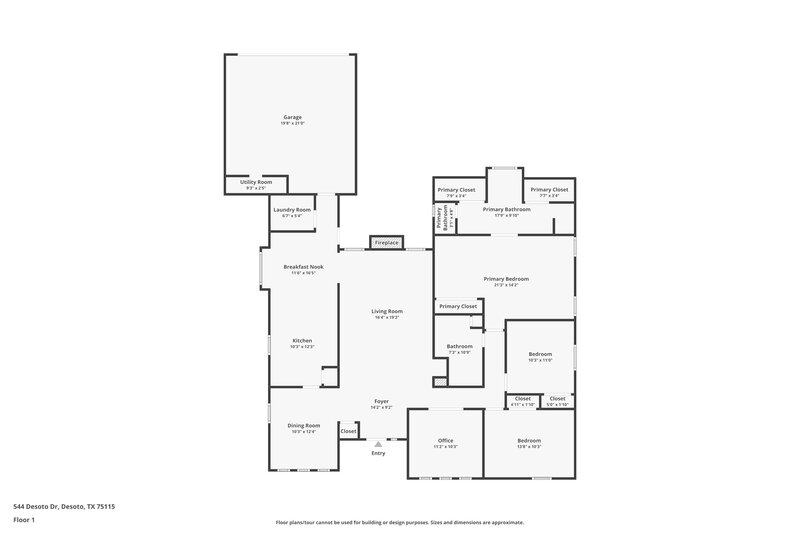 2,510/Mo, 544 Desoto Dr DeSoto, TX 75115 Floor Plan View