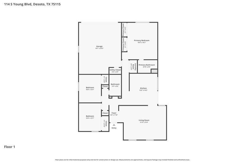 1,885/Mo, 114 S Young Blvd DeSoto, TX 75115 Floor Plan View