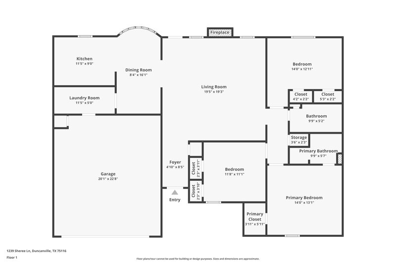 3,010/Mo, 1239 Sheree Ln Duncanville, TX 75116 Floor Plan View