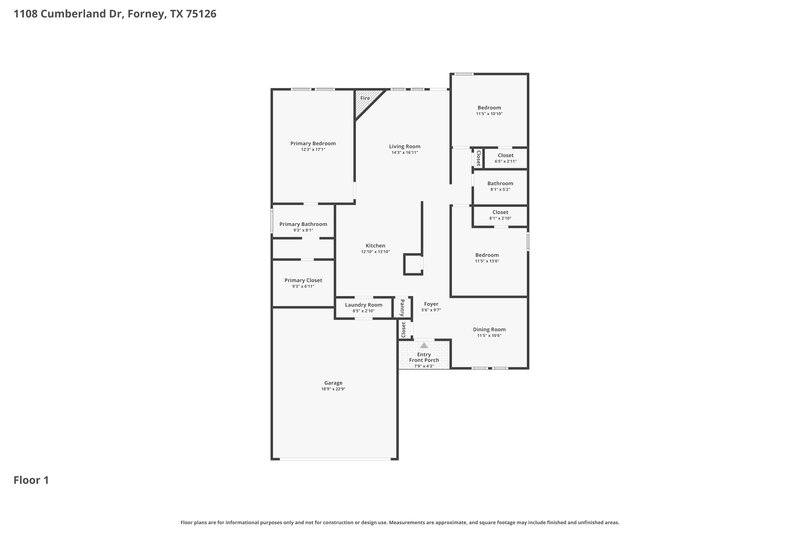 1,880/Mo, 1108 Cumberland Dr Forney, TX 75126 Floor Plan View