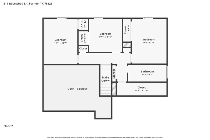 2,055/Mo, 511 Rosewood Ln Forney, TX 75126 Floor Plan View 2