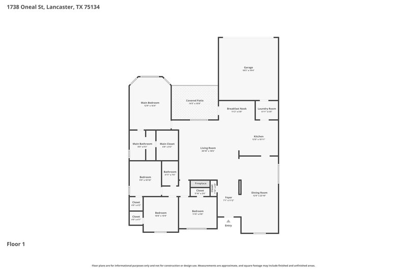 2,385/Mo, 1738 ONeal St Lancaster, TX 75134 Floor Plan View