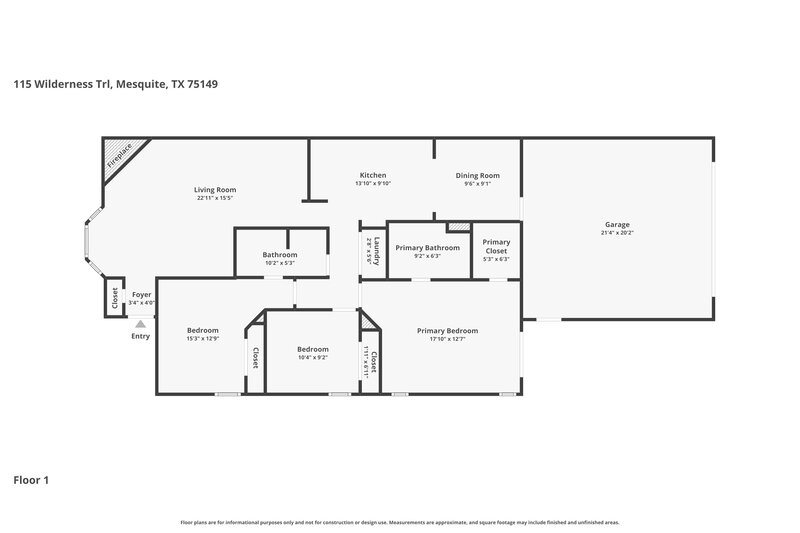 1,775/Mo, 115 Wilderness Trail Mesquite, TX 75149 Floor Plan View