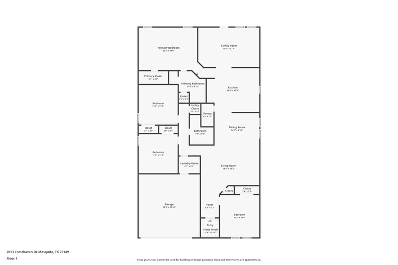 2,400/Mo, 2613 Cresthaven Dr Mesquite, TX 75149 Floor Plan View