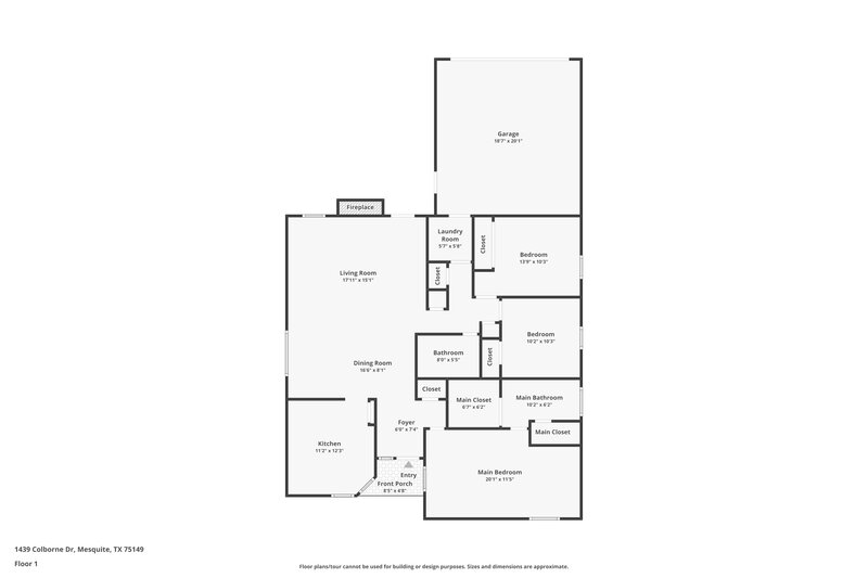 2,030/Mo, 1439 Colborne Dr Mesquite, TX 75149 Floor Plan View
