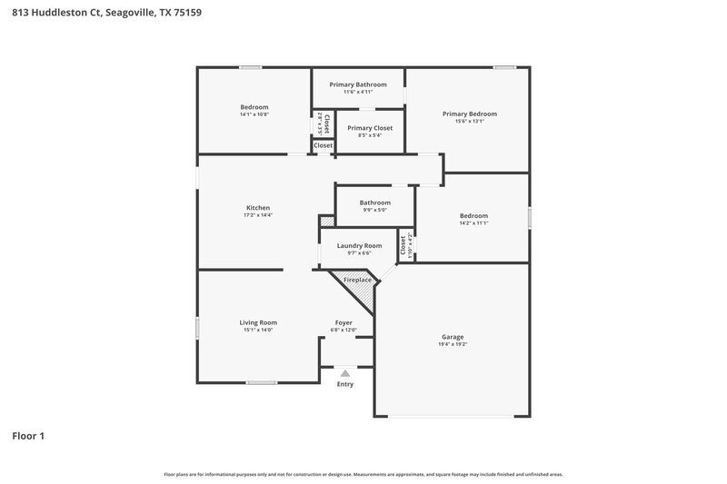 1,950/Mo, 813 Huddleston Ct Seagoville, TX 75159 Floor Plan View