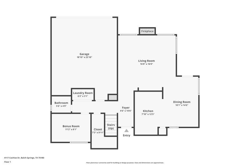 1,740/Mo, 4117 Cochise Dr Balch Springs, TX 75180 Floorplan View